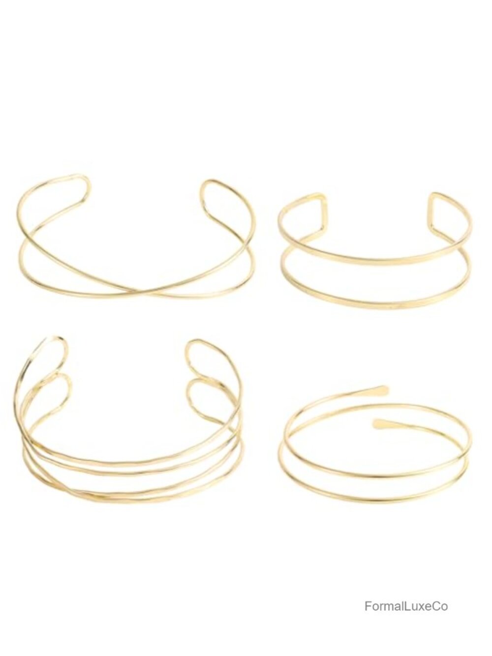 4pcs Adjustable Gold Arm Cuff Set - Stackable Bracelets Bangle